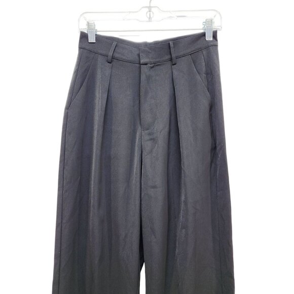 Black Wide-Leg High-Waisted Womens dress Pants Size Small With Pleats & Zip Clos - Picture 4 of 9